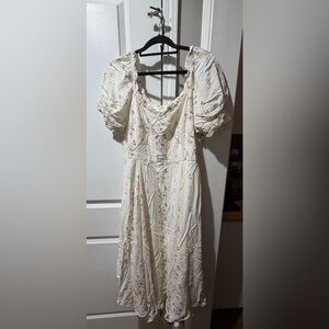 Ivy City Co Cream Floral Maxi Dress with Pink & Green Accents